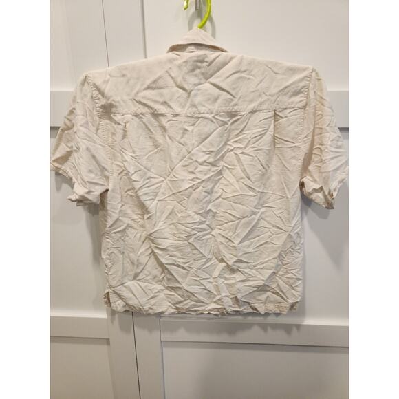 Jamaica Jaxx Shirt Mens Large Cream 100% Silk Short Sleeve Hawaiian Classic Dad - Picture 4 of 11